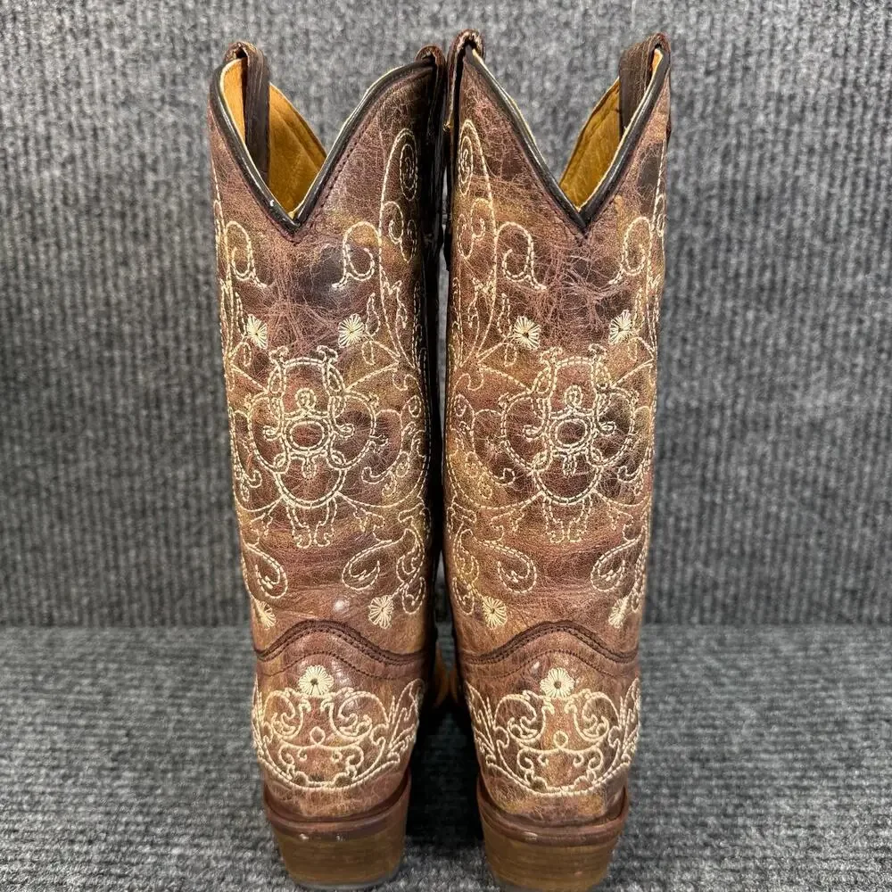 Corral Teens 2.5T Western Cowboy Boots Brown Embroidered Fits Women's 4.5
